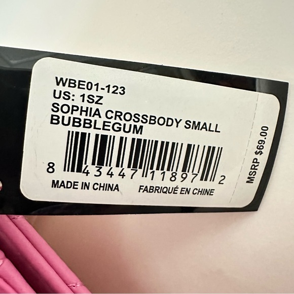 Bebe Sophia Crossbody Small Quilted Chain Strap in Pink Bubblegum - Picture 9 of 10